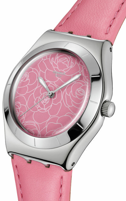 Swatch PINK PETAL PROMISE YLS234 Damen Uhr • Schweizer Quarzwerk • Edelstahlgehäuse