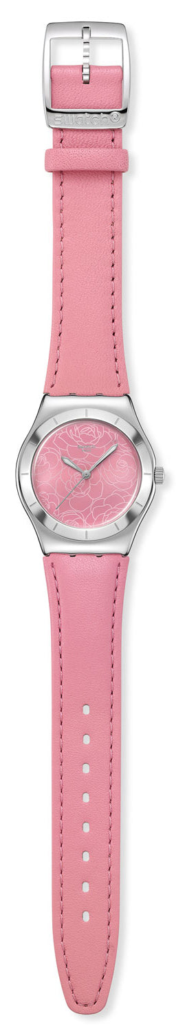 Swatch PINK PETAL PROMISE YLS234 Damen Uhr • Schweizer Quarzwerk • Edelstahlgehäuse