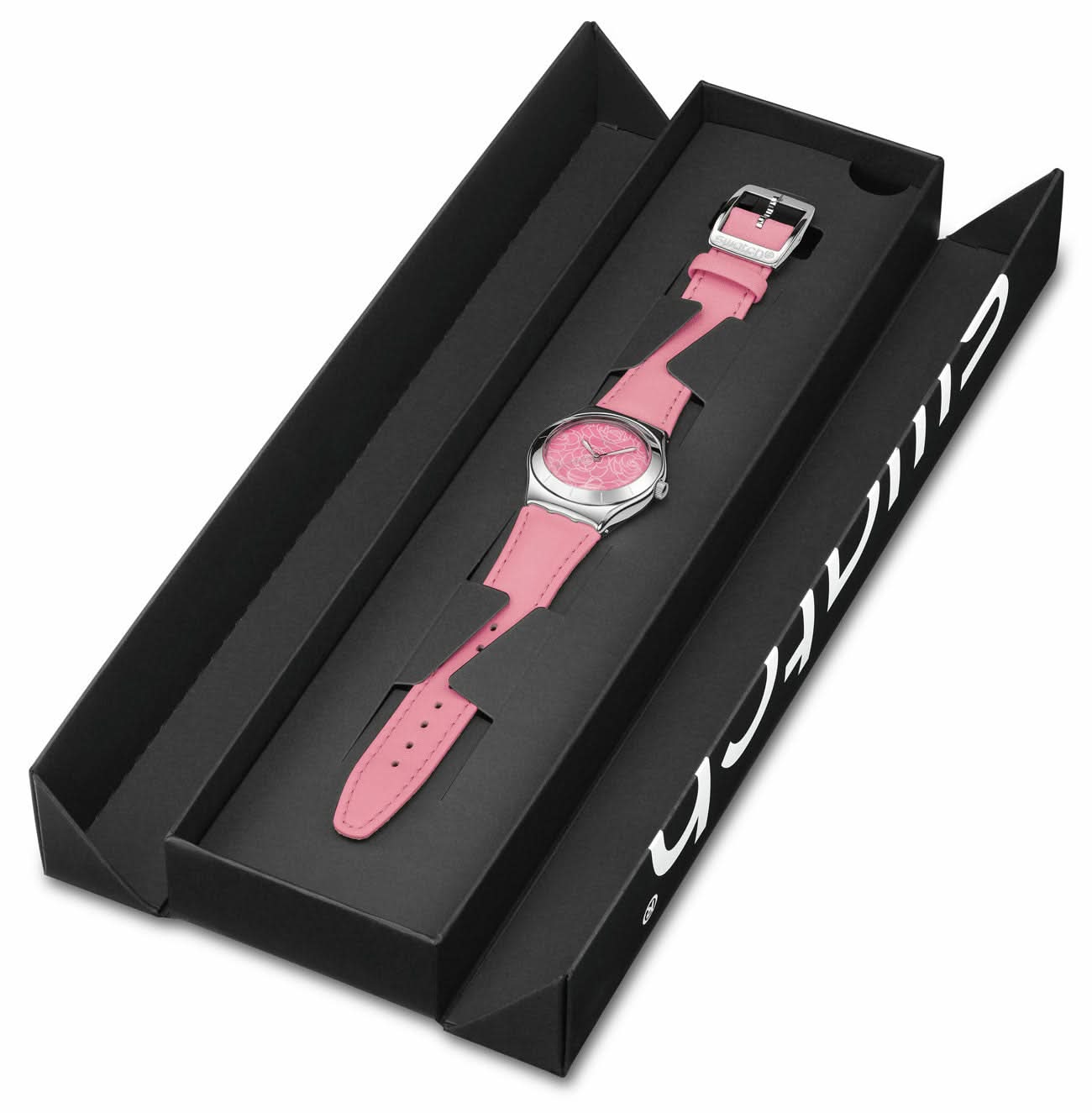 Swatch PINK PETAL PROMISE YLS234 Damen Uhr • Schweizer Quarzwerk • Edelstahlgehäuse