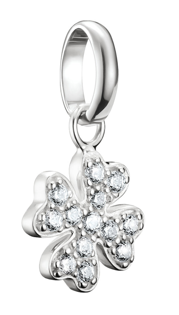 Thomas Sabo Charm-Anhänger Glücksklee mit Steinen Connect Silber