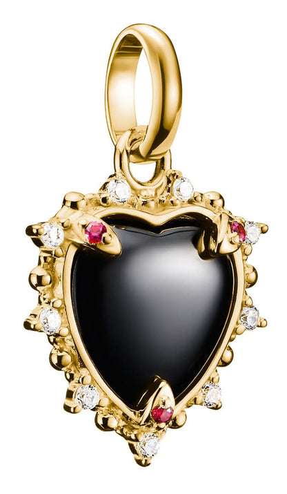 Thomas Sabo Charm Pendant Vintage Heart Black Connect Gold Plated