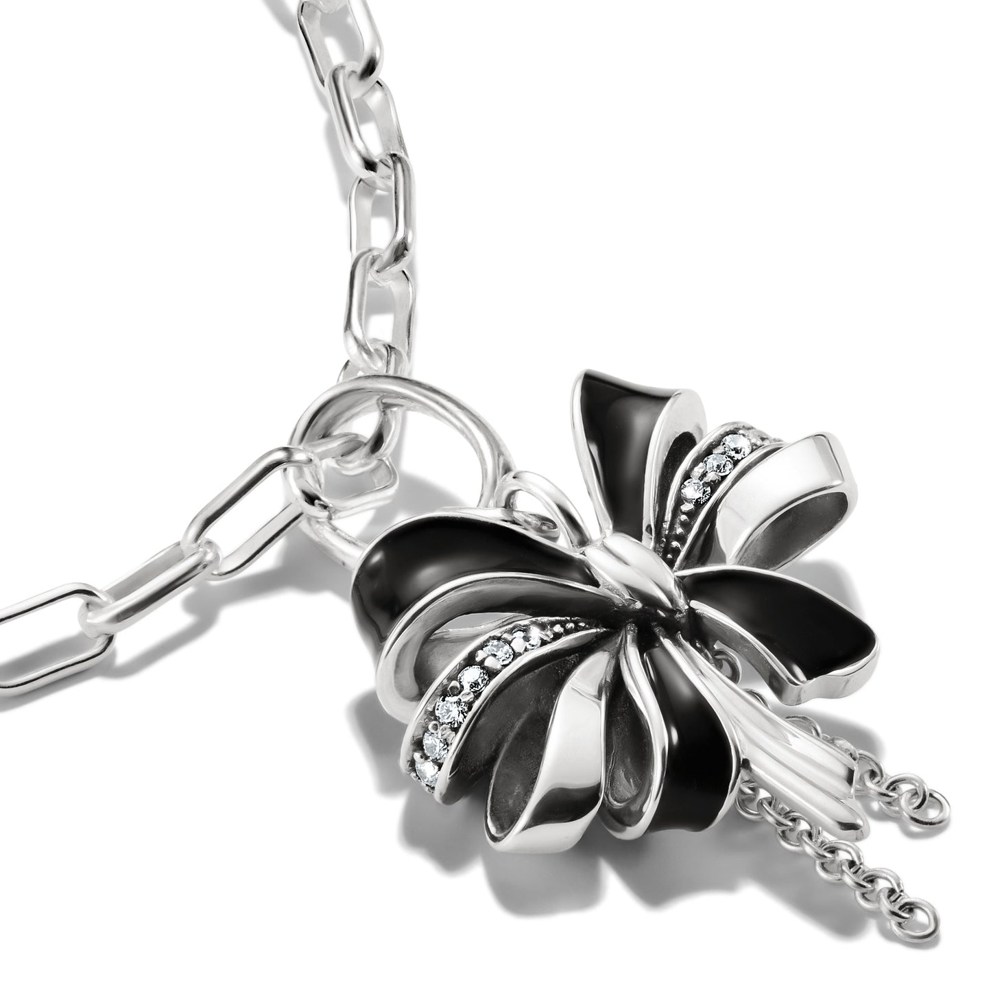 Thomas Sabo Charm-Anhänger Schleife schwarz Connect Silber