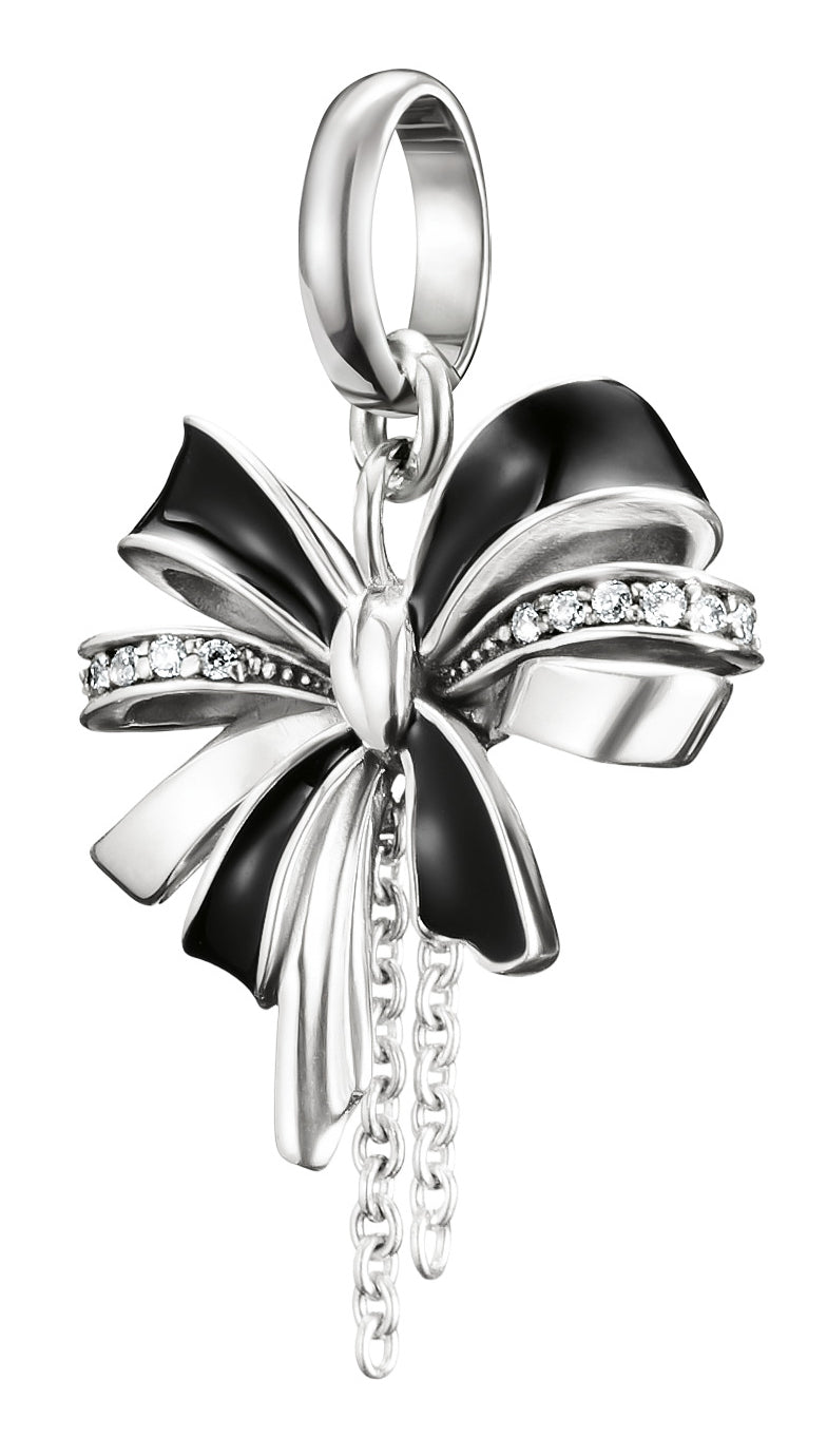 Thomas Sabo Charm-Anhänger Schleife schwarz Connect Silber