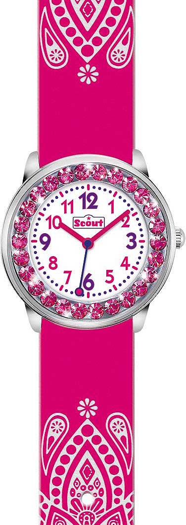 Scout The Darling Collection 381002 Mädchen Uhr • Lernzifferblatt • Glitzer Rosa