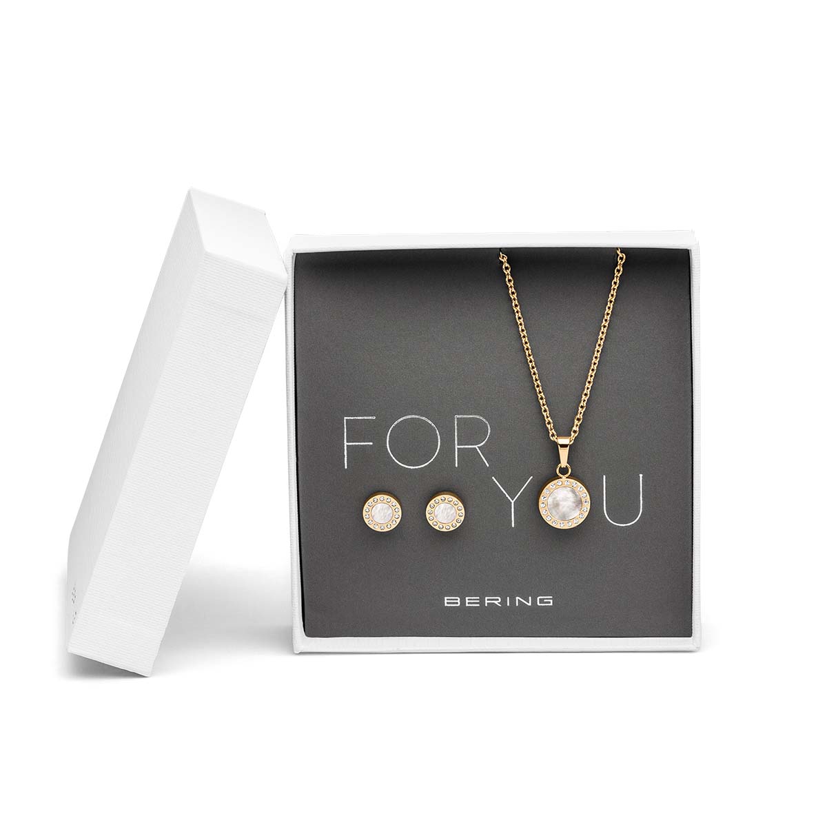 ForYou-Set Halskette mit Anhänger und Ohrstecker - Bering Jewelry Modell: 427-707-Gold