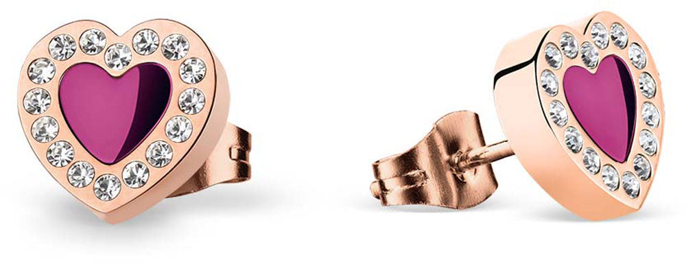 Halskette mit Herz Anhänger und Herz Ohrringe - Bering Jewelry Modell: 428-712-Purple