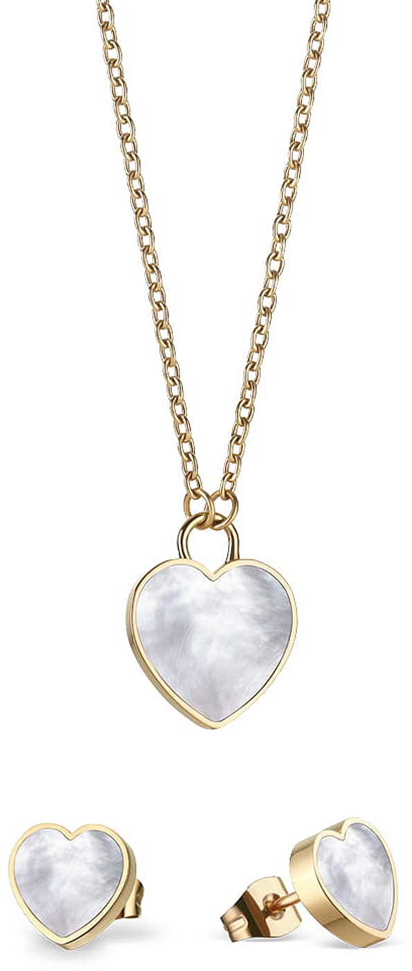 Halskette mit Herz Anhänger und Herz Ohrringe - Bering Jewelry Modell: 431-715-Gold