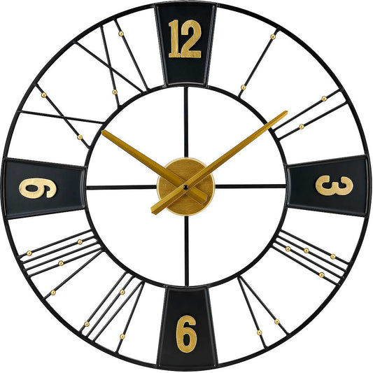 Große Wanduhr mit schwarzem Gehäuse - Atlanta Modell: 4562