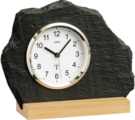 Tischuhr klassisch Massivholzgehäuse Buche - AMS Modell: 5114