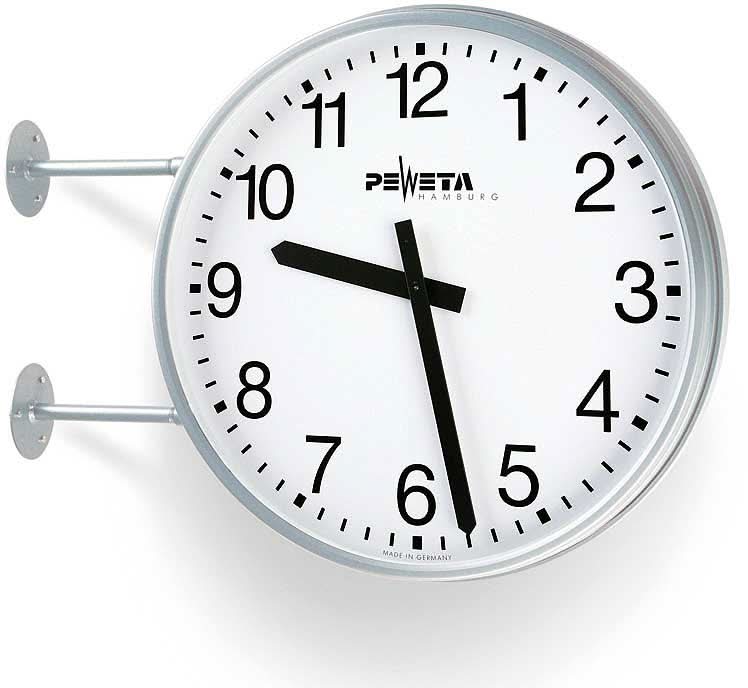 Peweta Wanduhr 54,6 cm Ø Metall • Funk-Uhrwerk • Doppelseitig