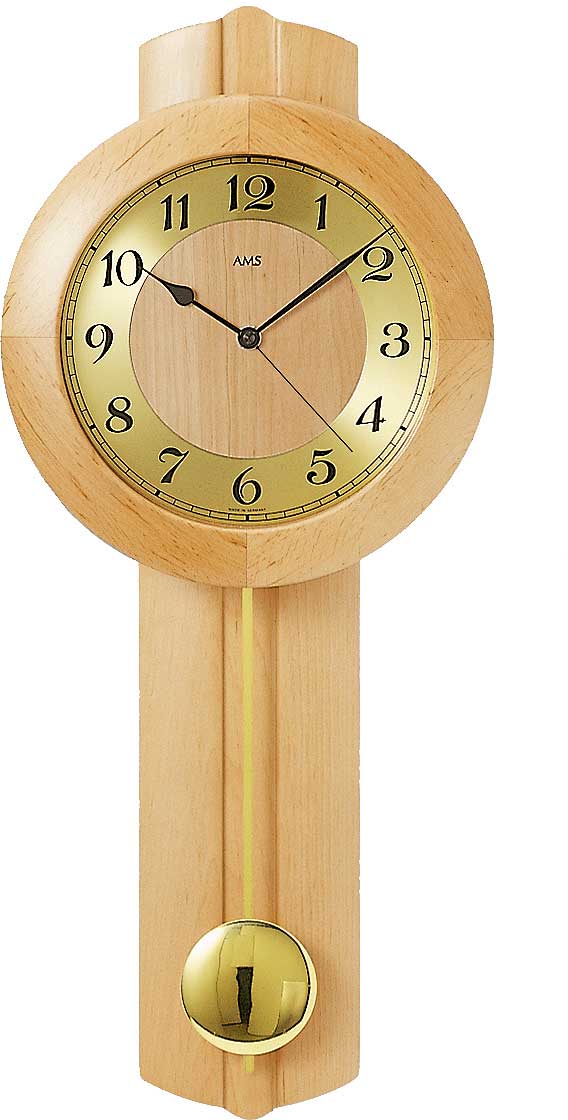 AMS Wanduhr 62x25x10 cm Holz • Funkgesteuert • Echtholz