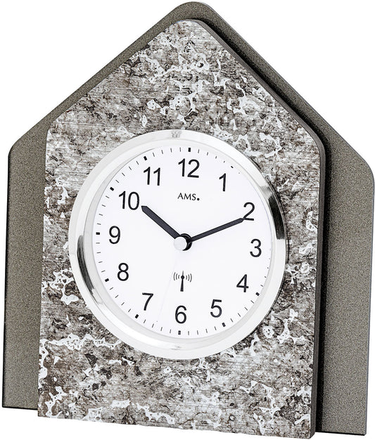 moderne Tischuhr mit Metallic-Auflage - AMS Modell: 5169