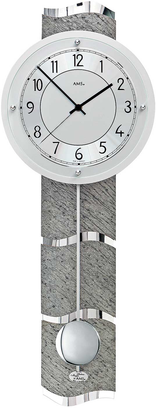 Wanduhr Funk-Pendeluhr Aluminium-Zifferblatt - AMS Modell: 5216