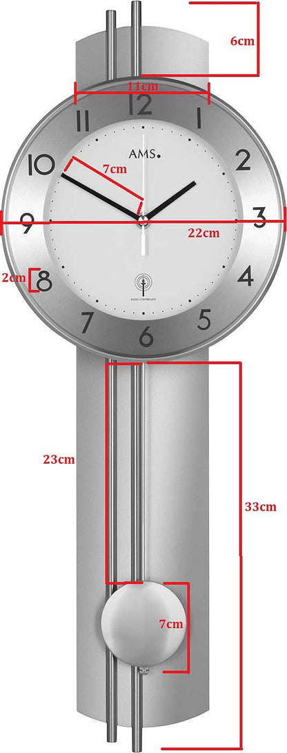 AMS Wall Clock 62x22x8 cm Wood • Radio-controlled pendulum movement • Modern design