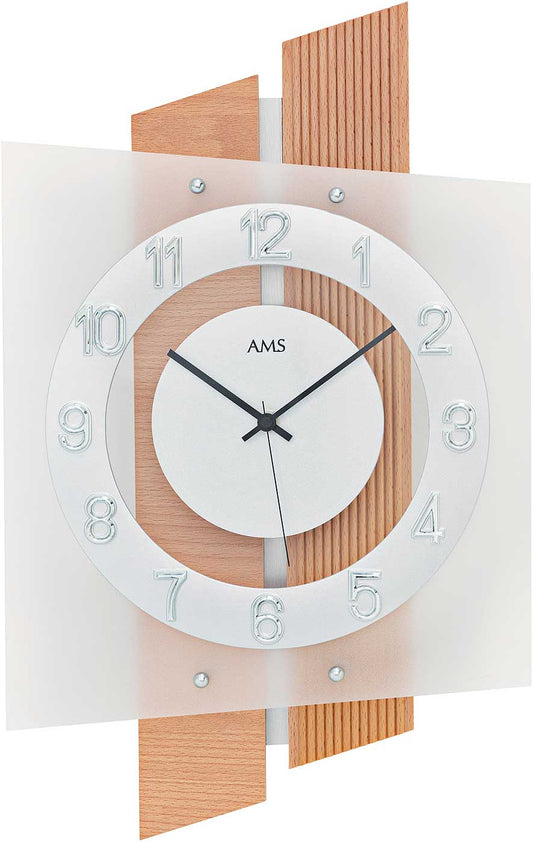 Wanduhr modern 29 cm x 46 cm x 7 cm - AMS Modell: 5530