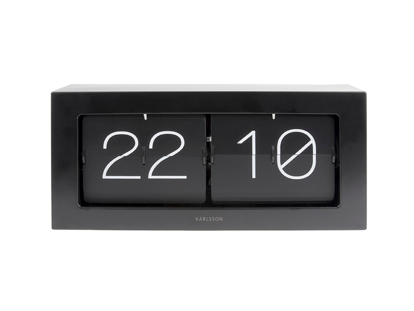 Karlsson Boxed Flip XL KA5642BK Tischuhr Schwarz • Klappzahlen-Anzeige • Stahl-Gehäuse