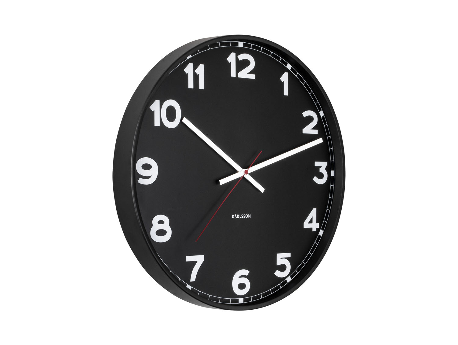 Karlsson New Classic Medium KA5847BK Wanduhr Schwarz • Geräuschloses Sweep-Uhrwerk • Zeitloses Design