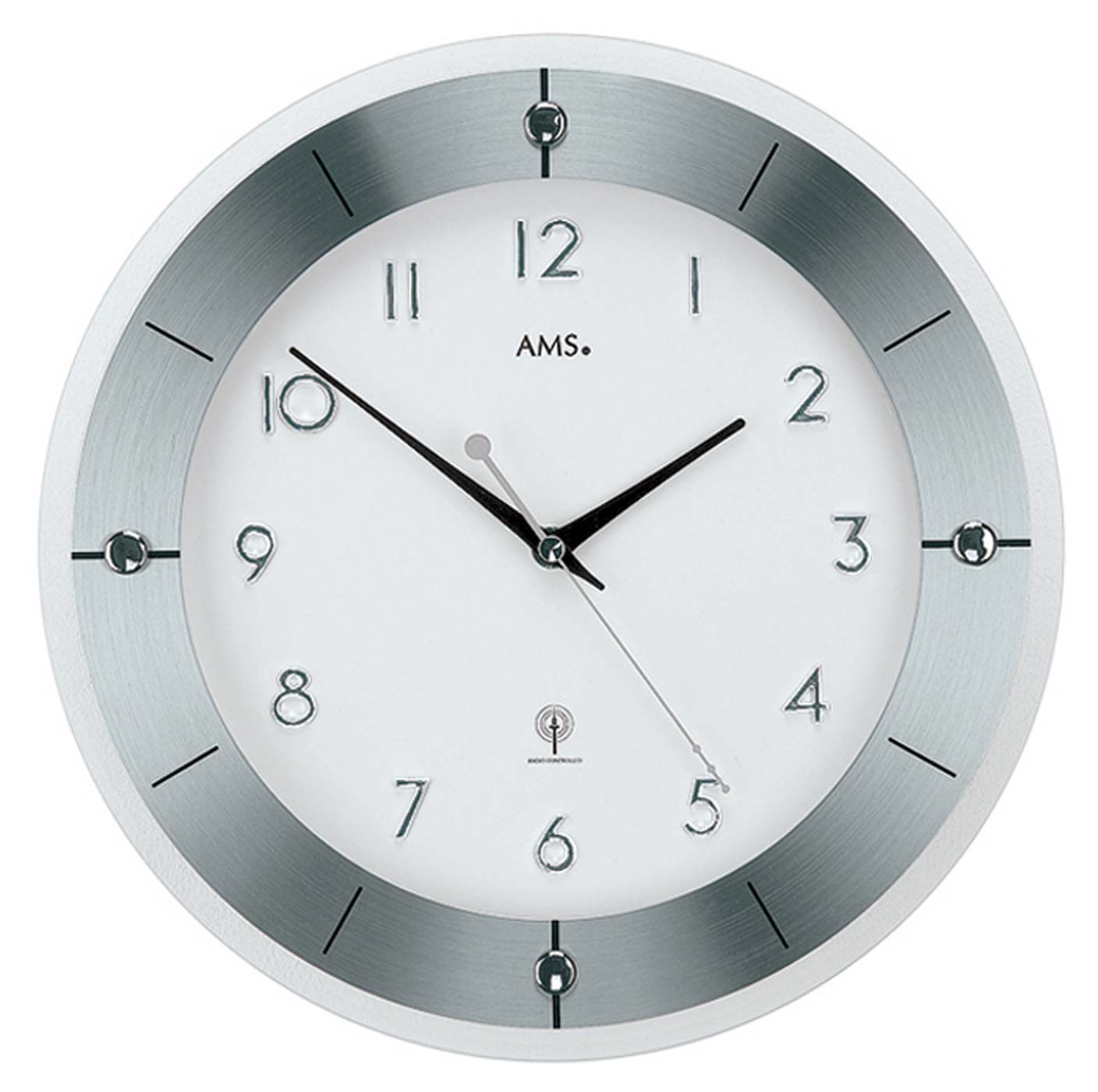 AMS Wanduhr Aluminium • Präzises Funkwerk • Modernes Design