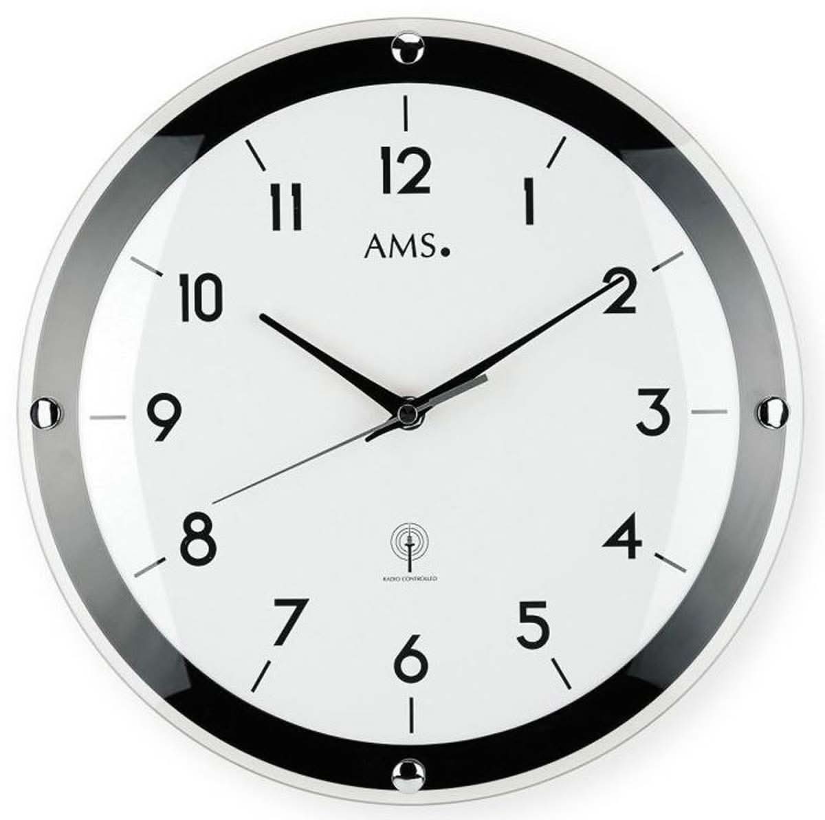 AMS Wanduhr 31x31x4 cm Metall • Funkgesteuert • Modernes Design
