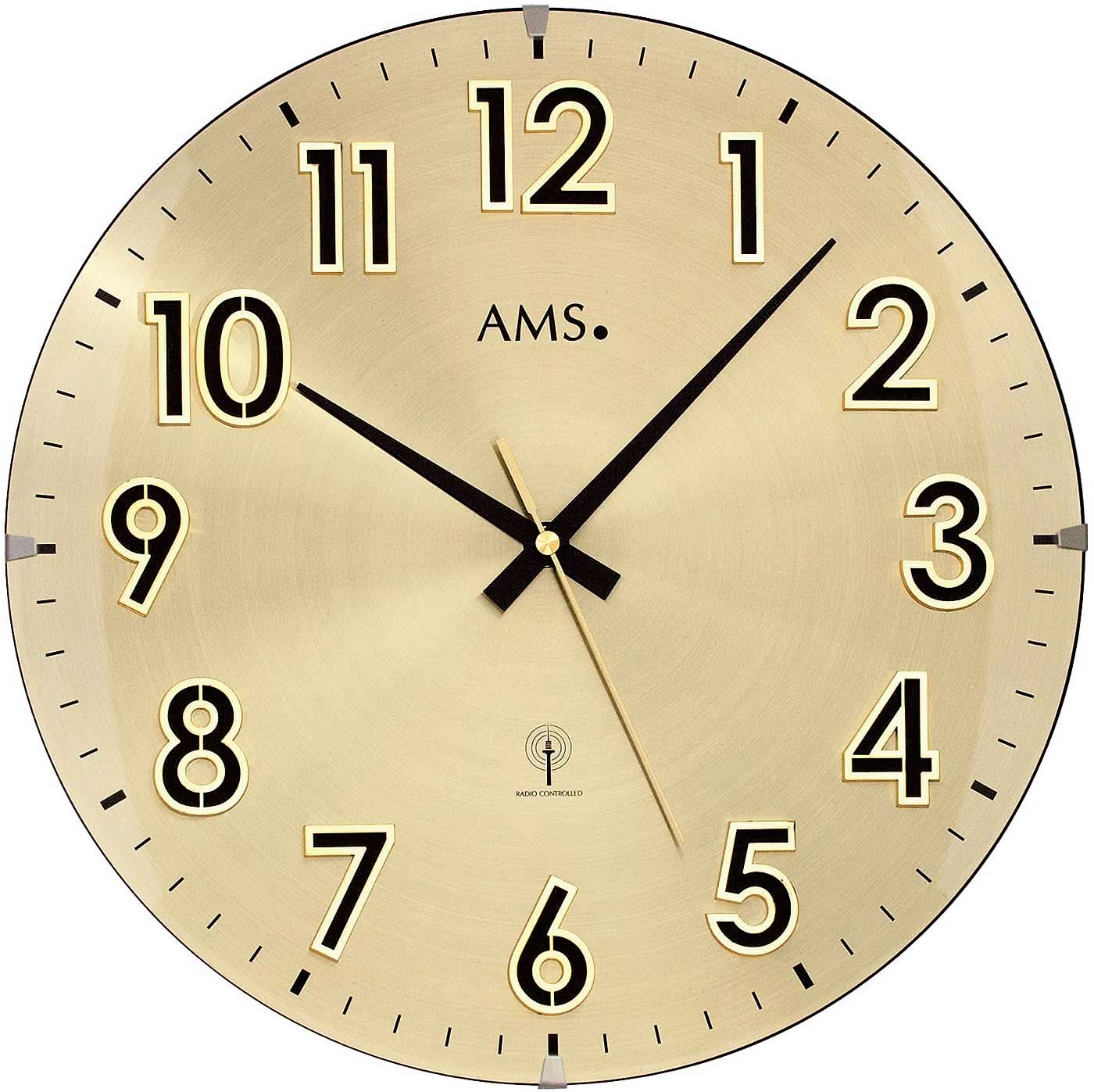 AMS Wanduhr 32 cm Ø Metall • Funkgesteuert • Klares Design