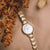 Holzkern Hanwi Damen Armbanduhr • Perlmutt-Zifferblatt • Edelstahl Gold, Bild 3