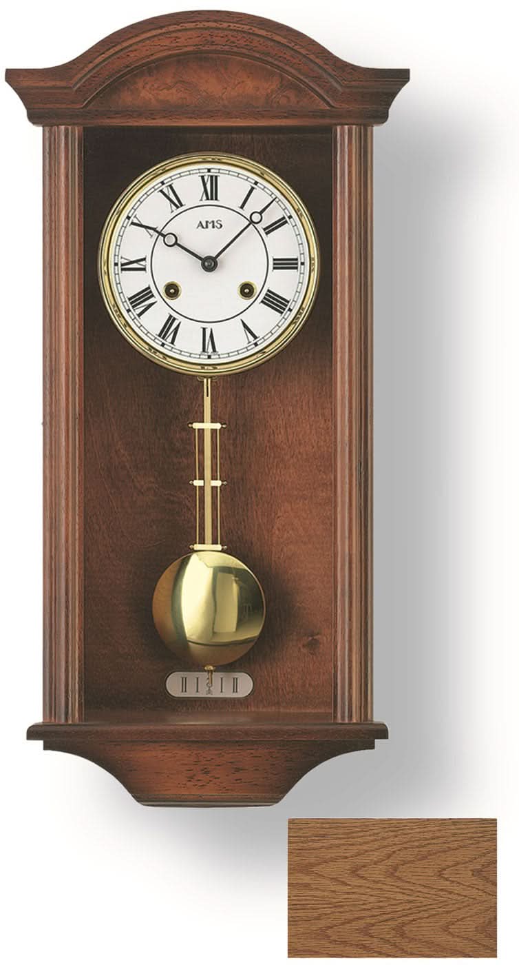 AMS Wanduhr 53x27x13 cm Holz • Mechanisches 14-Tage-Werk • Westminster Melodie