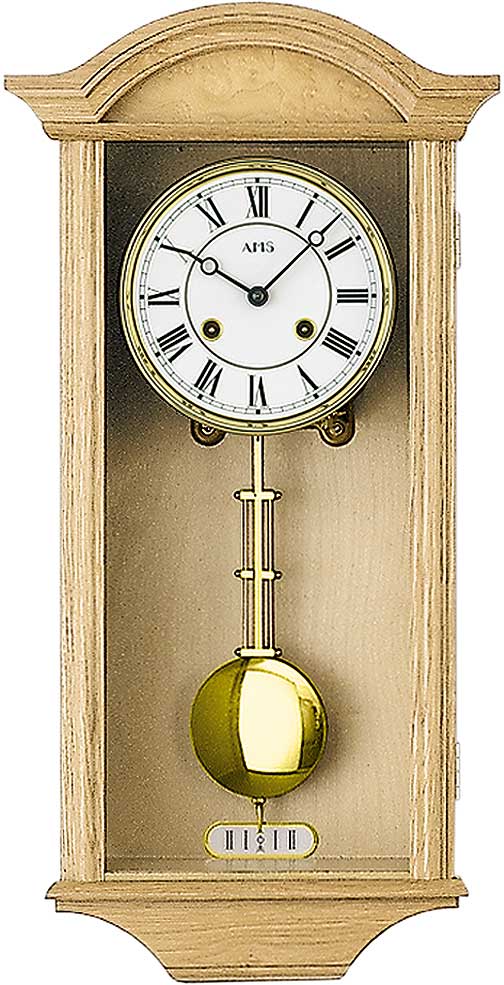 AMS Wanduhr 53x27x13 cm Holz • Mechanisch • Rundgong