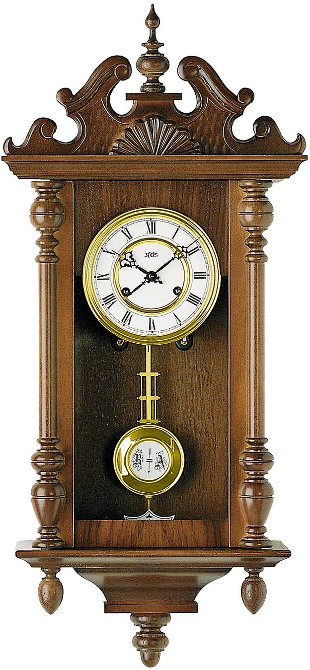 AMS Wanduhr Holz • Mechanisches 14-Tage-Uhrwerk • Rundgong