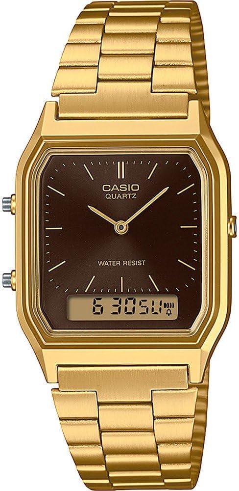 Casio Vintage AQ-230GA-5AMQYES Uhr • Gold-Design • Dual-Zeit