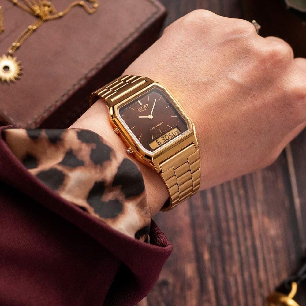 Casio Vintage AQ-230GA-5AMQYES Uhr • Gold-Design • Dual-Zeit