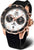 Herrenuhr: schwarzes Silikonarmband, roségoldene Lünette, Chronograph-Zifferblatt