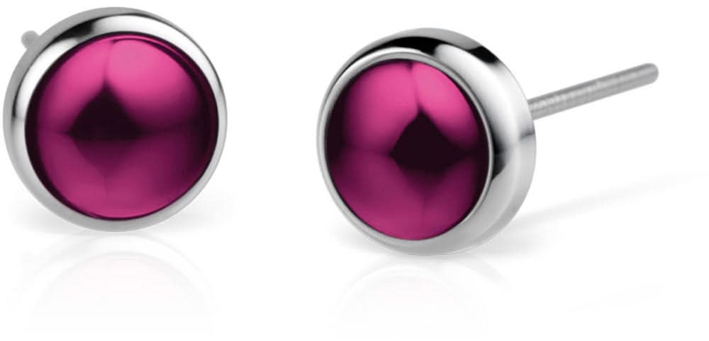 Bering Ohrstecker aus Edelstahl mit rundem violettem Stein