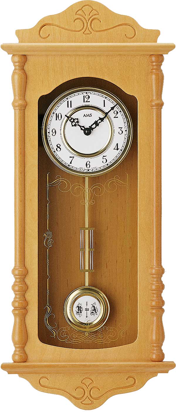 AMS Wanduhr 68x30x10 cm Holz • Westminster Schlag • Pendeluhr