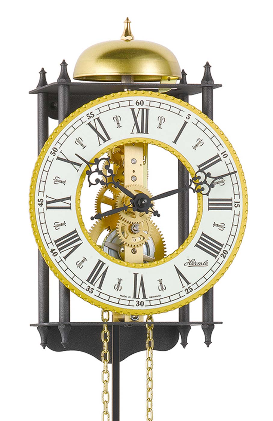 Hermle Wanduhr 62x15x10 cm Metall • Gongschlag • 8 Tage Laufwerk