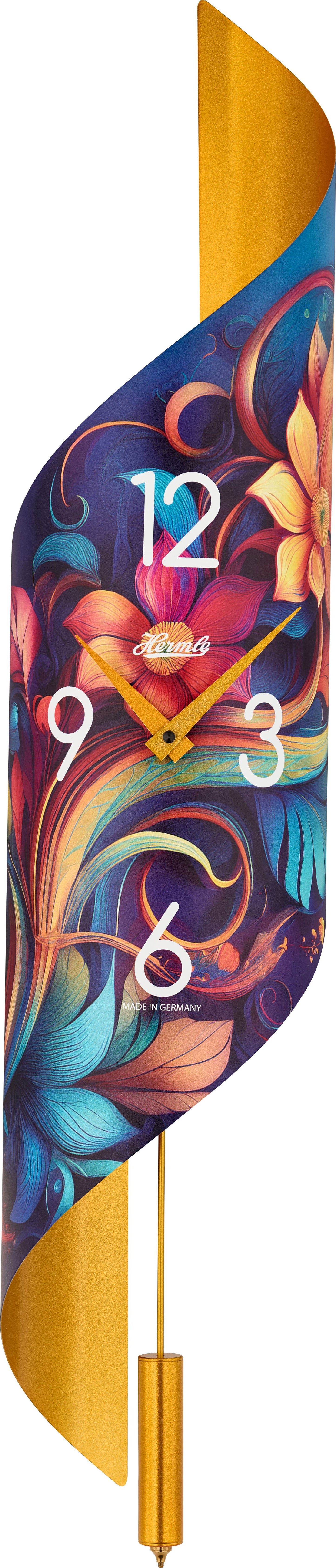 Hermle Wanduhr 67x15x16 cm Metall • Modernes Quarzwerk • Edles Design