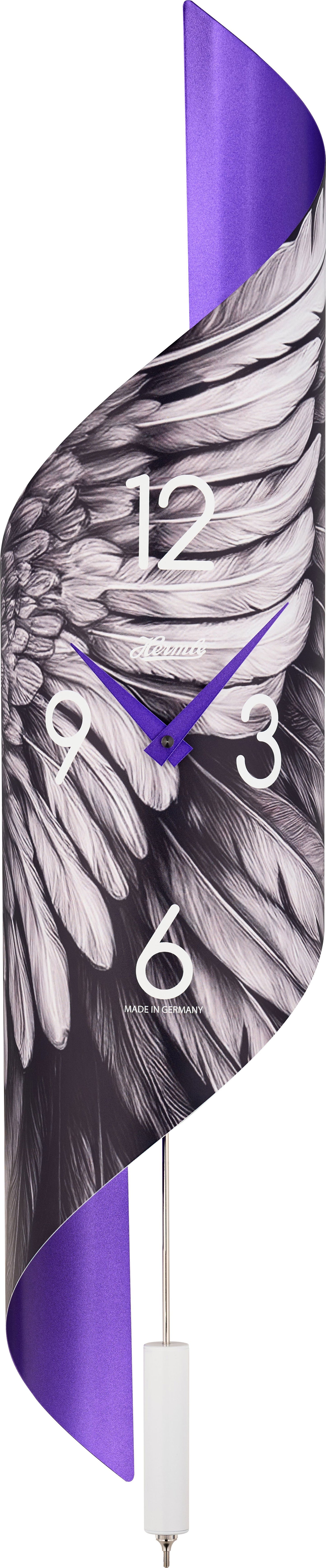 Hermle Wanduhr 67x15x16,5 cm Metall • Präzises Quarzuhrwerk • Elegantes Pendeldesign