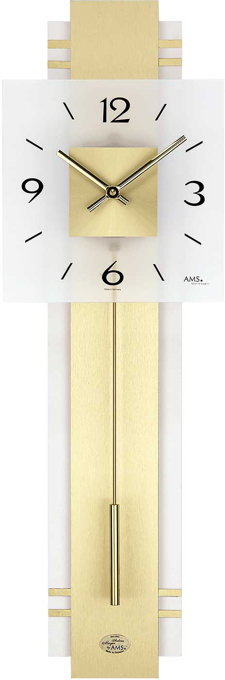 AMS Wanduhr 68x22x7 cm Glas • Modernes Design • Quarz-Pendelwerk