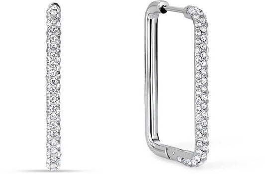 Eckige Kreolen aus Edelstahl mit Steinchen - Bering Jewelry Modell: 733-17-05