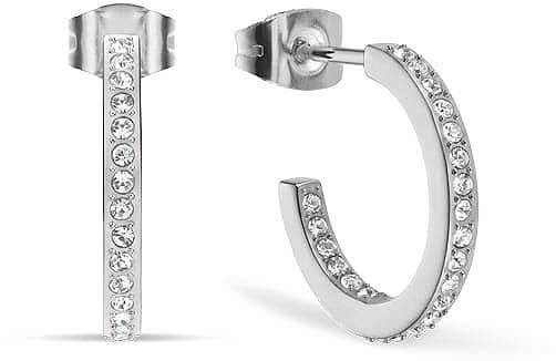Stainless Steel Creole Earrings with Stones - Bering Jewelry Model: 737-17-05