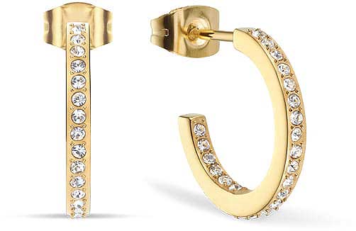 Stainless steel creole earrings with rhinestones - Bering Jewelry Model: 737-27-05
