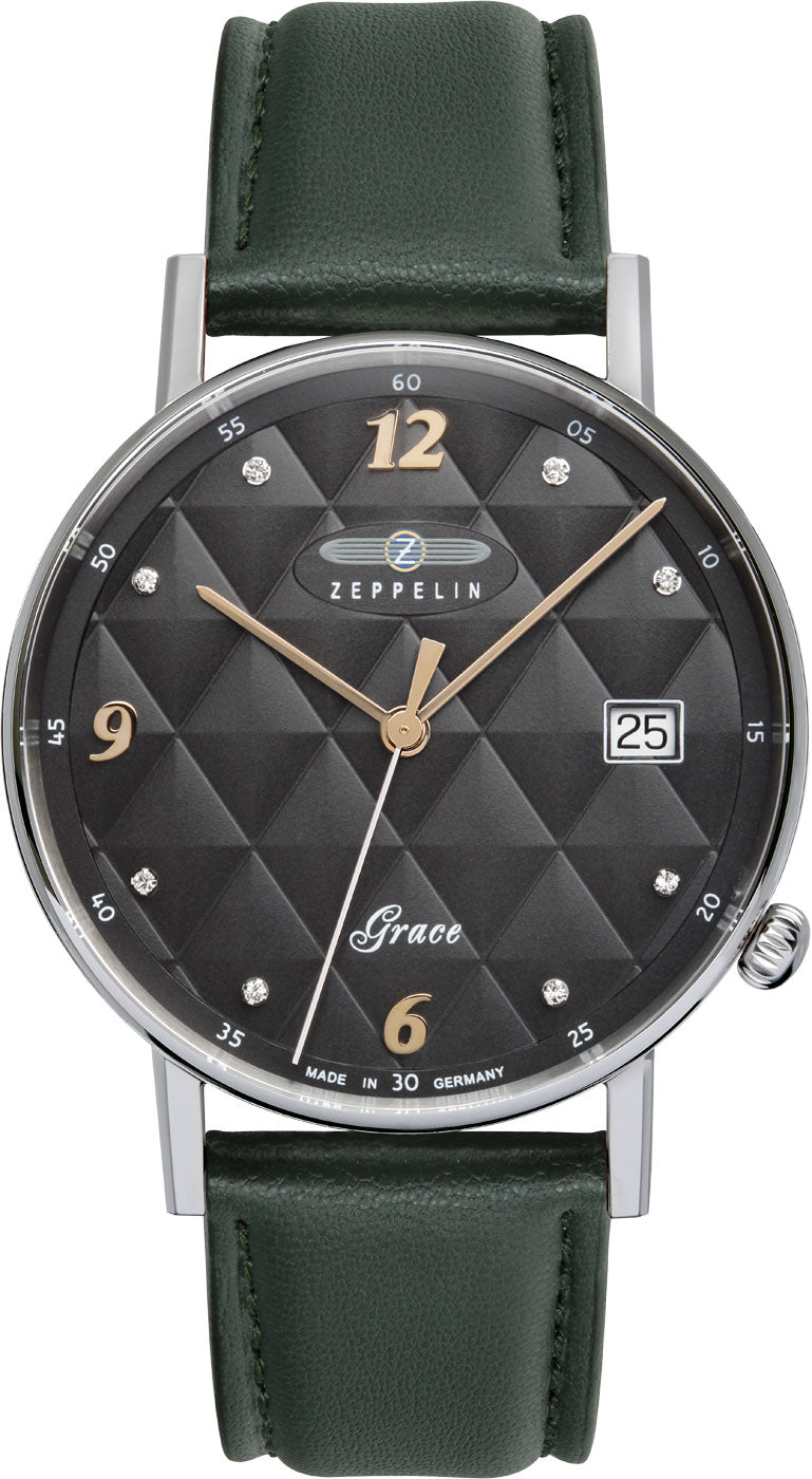 Damenuhr Veganes Lederarmband Schweizer Quarzwerk - Zeppelin Modell: 74412_n