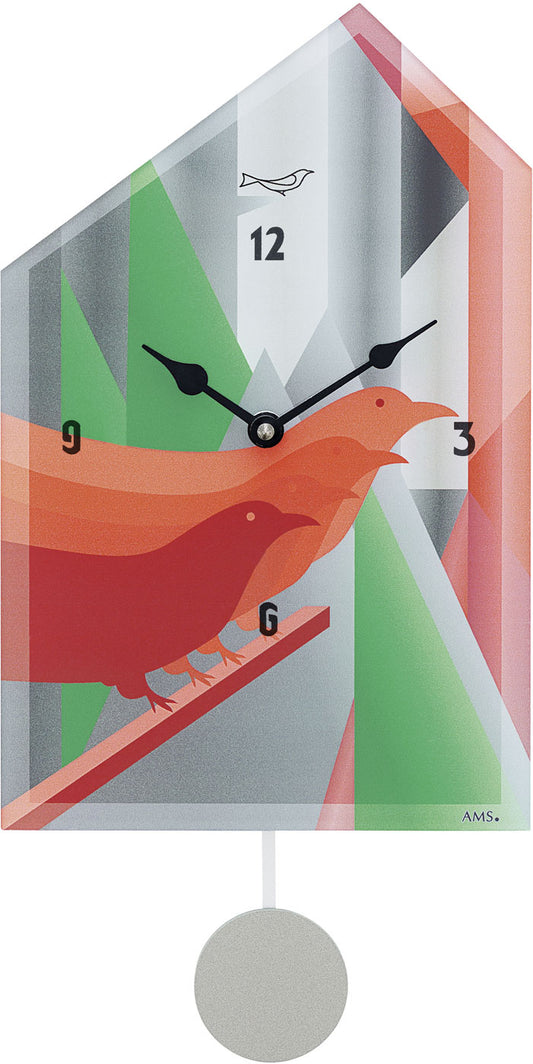 moderne Wanduhr mit 12 Melodien - AMS Modell: 7493
