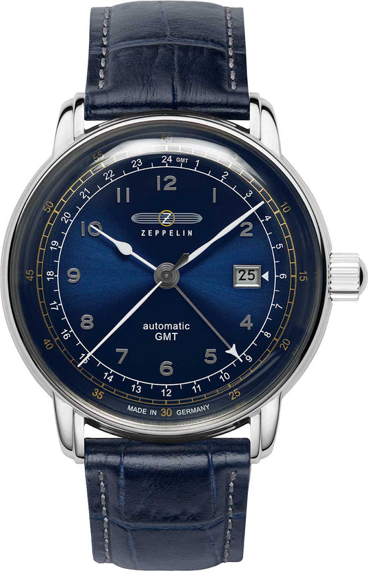 Herrenuhr Automatik Dual Time mit Lederarmband - Zeppelin Modell: 7668-3