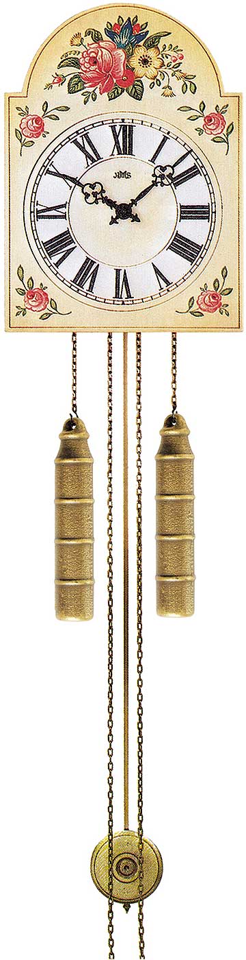 AMS Wall Clock 34x25x12 cm Wood • Hand-painted wood • Mechanical pendulum movement