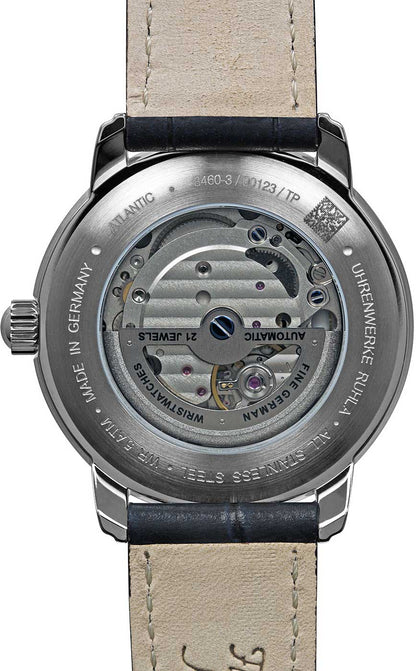 Herrenuhr Automatic, Dunkelblauess Lederarmband in Kroko-Optik - Zeppelin Modell: 8460-3