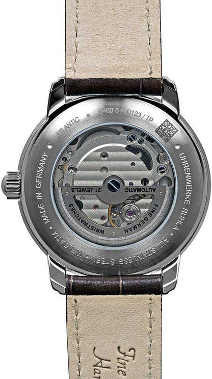 Herrenuhr Automatic, Dunkelbraunes Lederarmband in Kroko-Optik - Zeppelin Modell: 8460-5