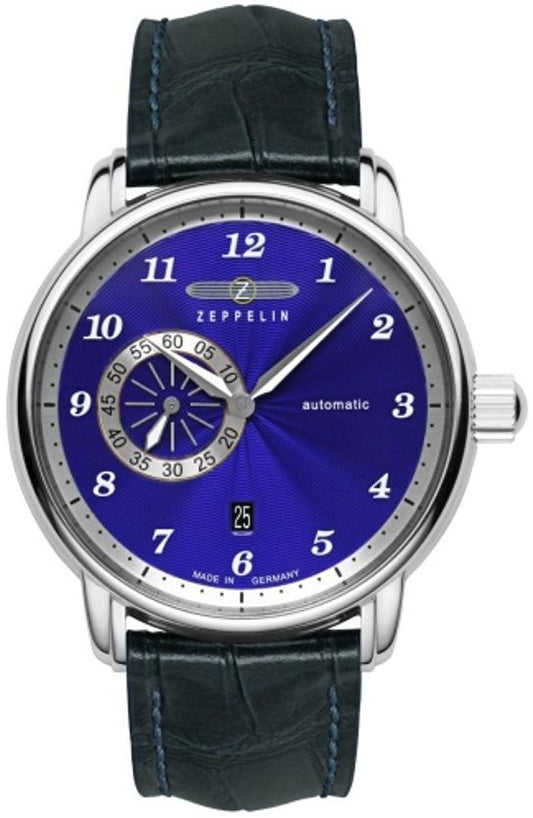 Herrenuhr Automatik, blaues Zifferblatt, Edelstahl - Zeppelin Modell: 8604-3