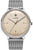 Unisex-Uhr mit Metall-Mesharmband und beigem Zifferblatt, silbernem Gehäuse