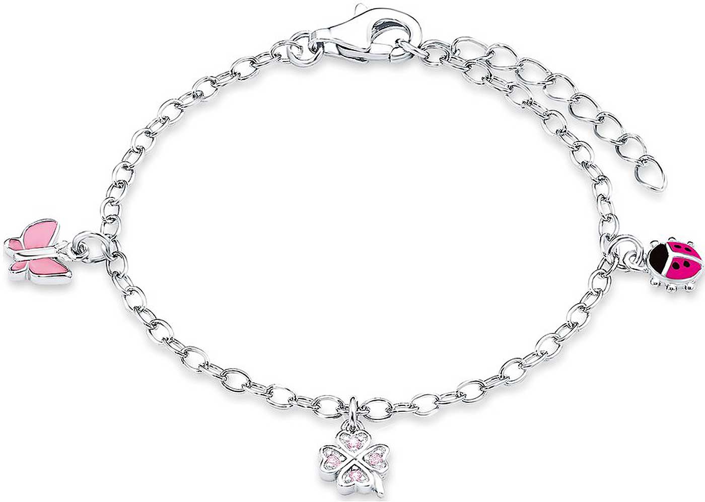Bettelarmband mit 3 verschiedenen Anhängern - 925 Sterling Silber