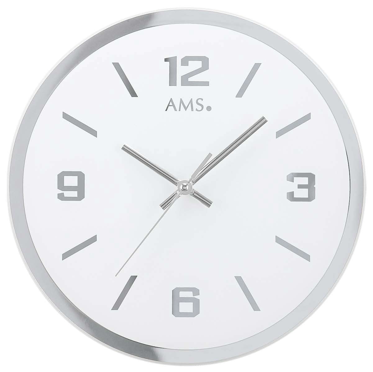 AMS Wall Clock 27x27x4 cm Glass • Silent Quartz Movement • Modern Design